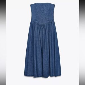 Zara Strapless Blue Denim Dress